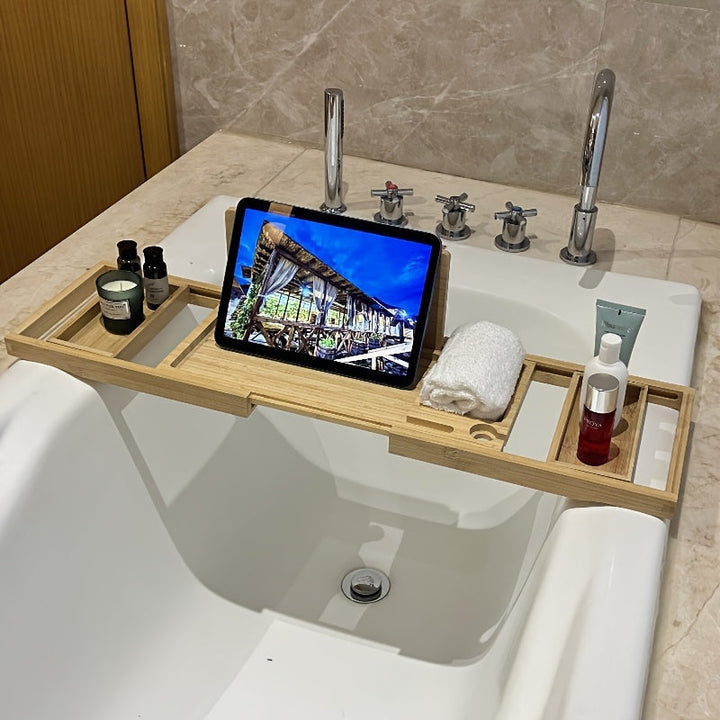 Justerbar Badekar Caddy för Avslappende Spa-Ögonblick Hemma
