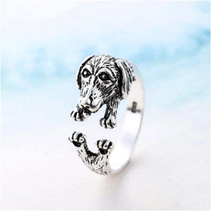 Justerbar Dachshund Ring i Silver för Kvinnor