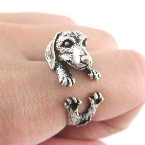 Justerbar Dachshund Ring i Silver för Kvinnor