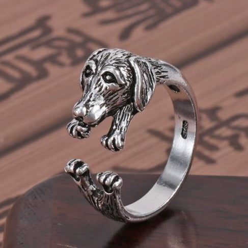 Justerbar Dachshund Ring i Silver för Kvinnor