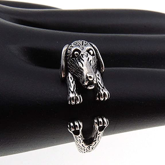 Justerbar Dachshund Ring i Silver för Kvinnor