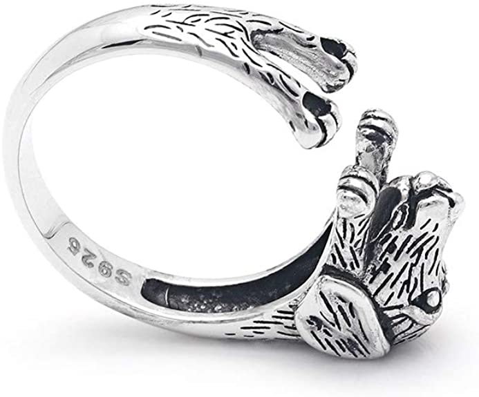 Justerbar Dachshund Ring i Silver för Kvinnor