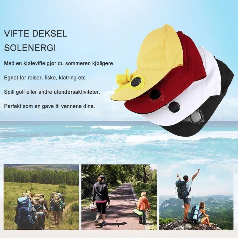 Solcelledrevet Hat med Vifte - Justerbar och Bekväm