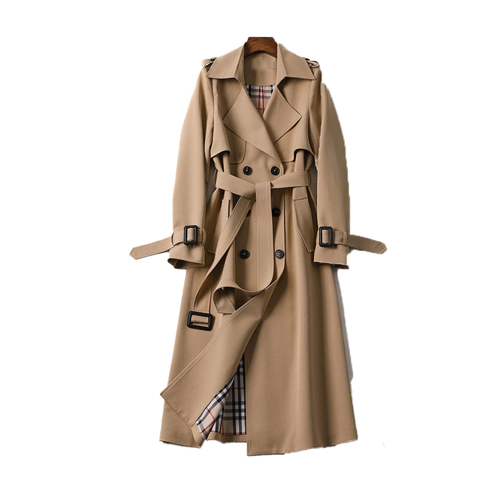 Dam klassisk trenchcoat med dobbel rad knappar