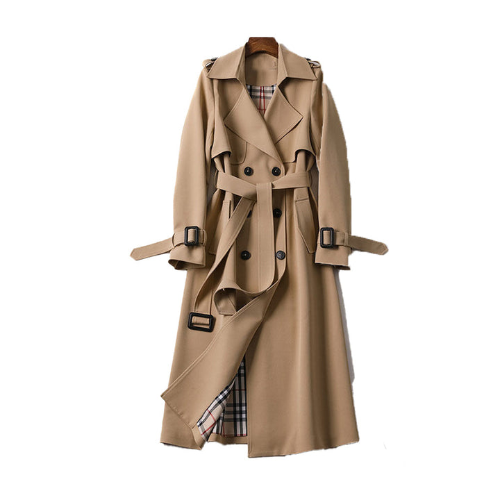 Dam klassisk trenchcoat med dobbel rad knappar