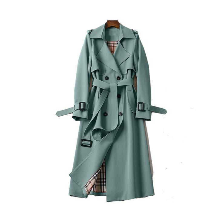 Dam klassisk trenchcoat med dobbel rad knappar