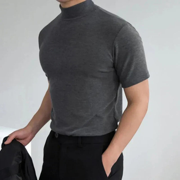 Herr T-skjorta med Hög Krage – Tidlös Komfort