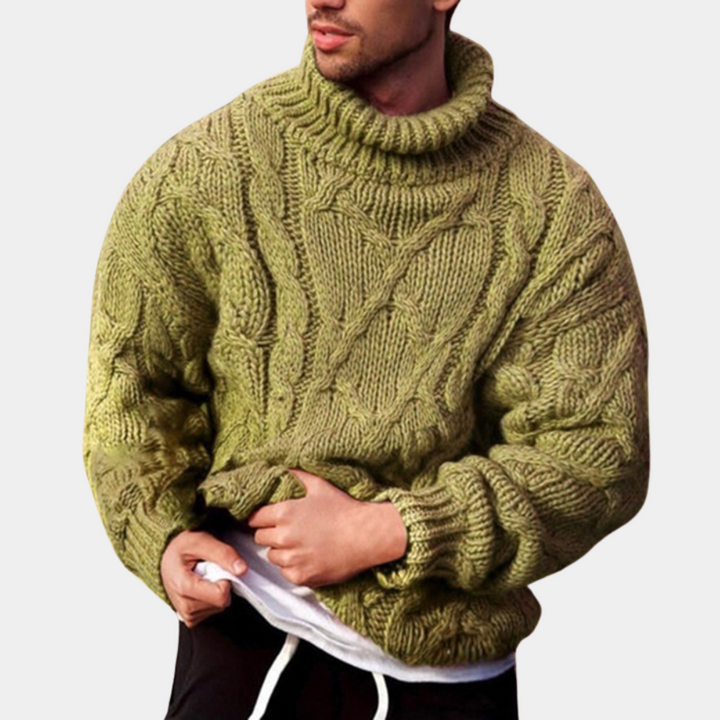 Herresweater med Rullekrave och Kabelstrik