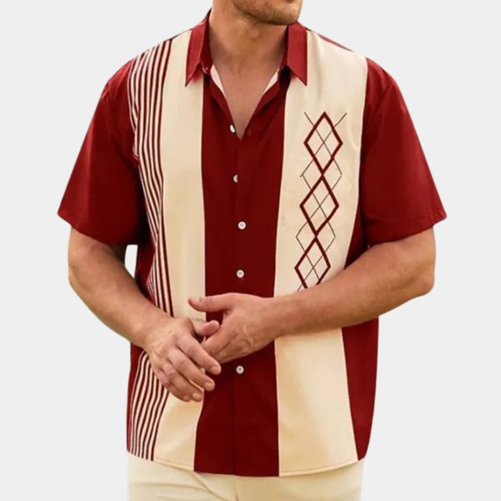 Herr Klassiska Retro Skjorta Korta Ärmar