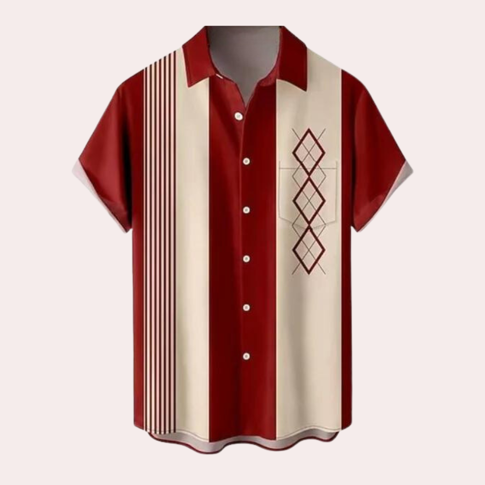 Herr Klassiska Retro Skjorta Korta Ärmar