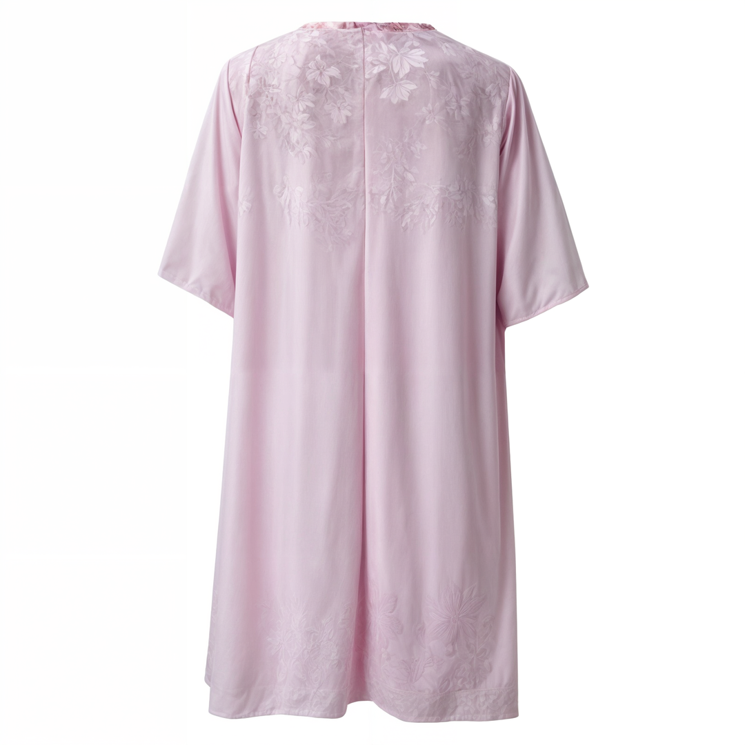Knelang Kvinneklänning med Blomtryck och Matchende Cardigan