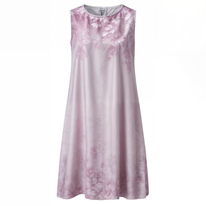 Knelang Kvinneklänning med Blomtryck och Matchende Cardigan