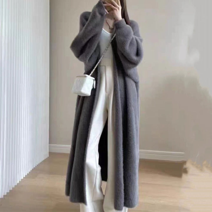Dam Oversized Cardigan med Åpen Front
