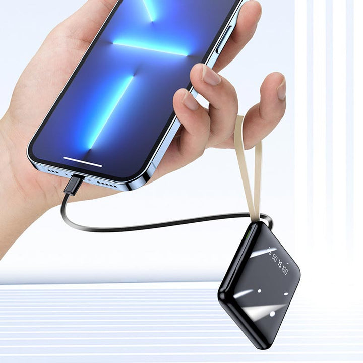Mini Powerbank 20000mAh med Integrerade Kabler
