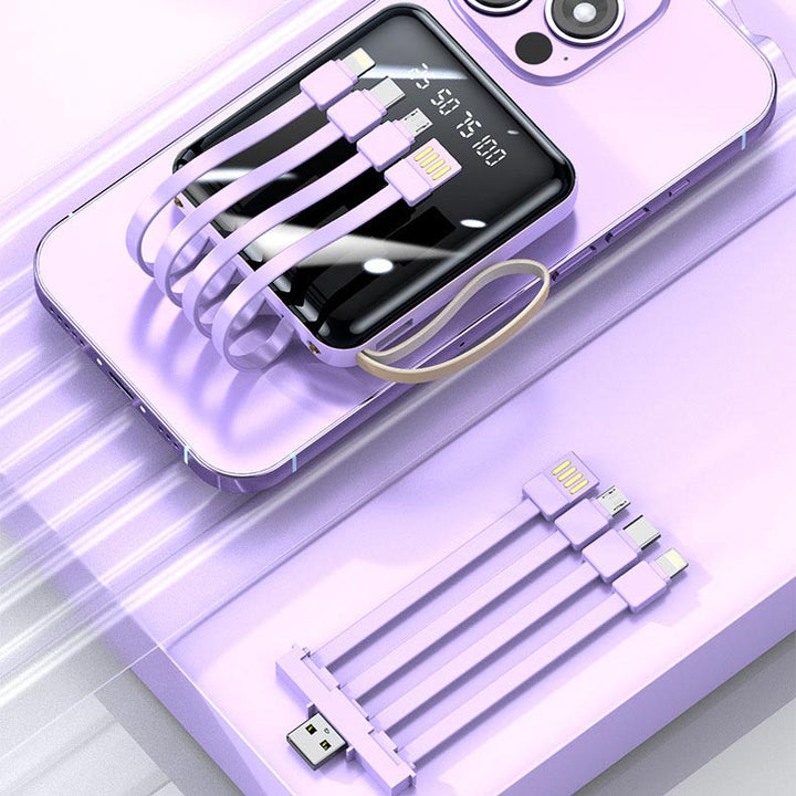 Mini Powerbank 20000mAh med Integrerade Kabler