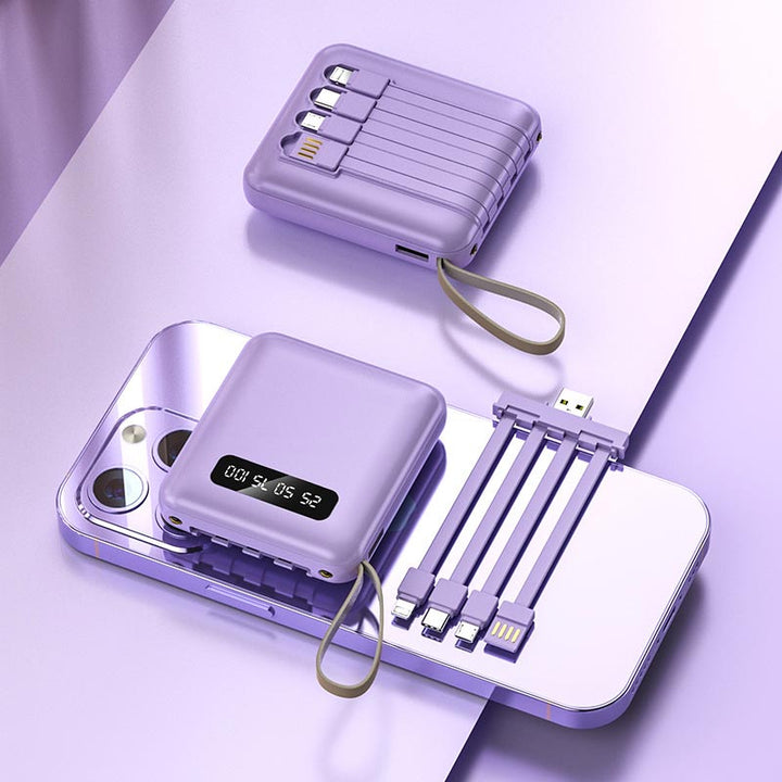 Mini Powerbank 20000mAh med Integrerade Kabler