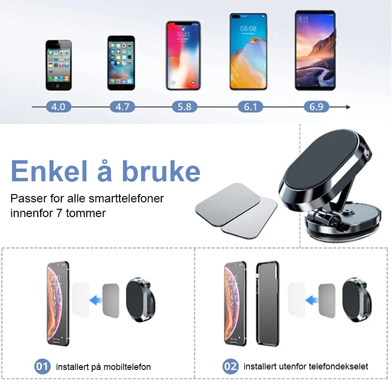 Magnetisk telefonholder för bil - 360° rotasjon | Sterk magnet