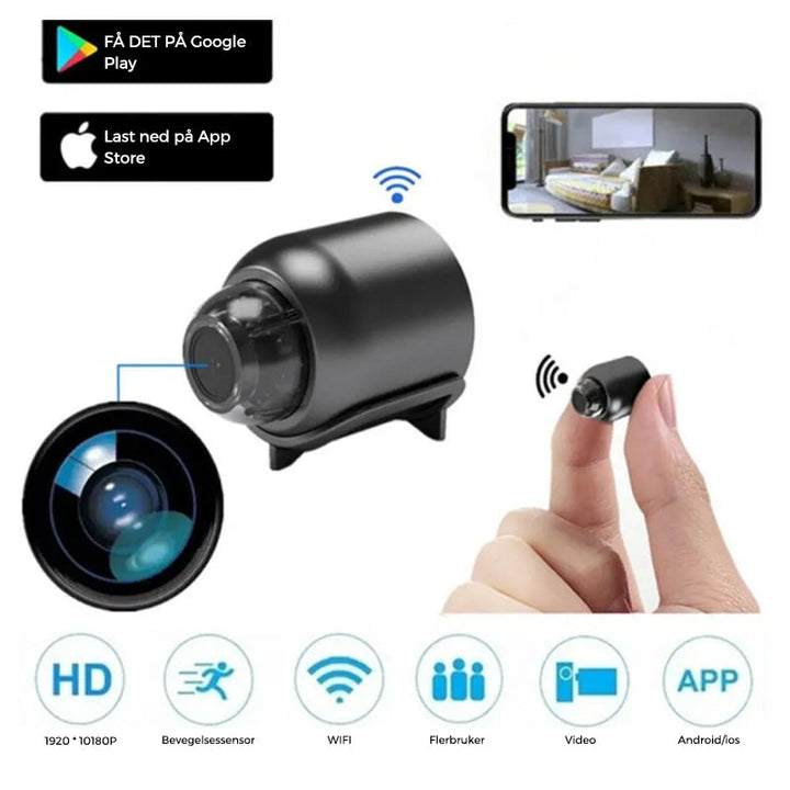 Mini WIFI-kamera - 1080P HD - Nattsyn - Bevegelsesdeteksjon