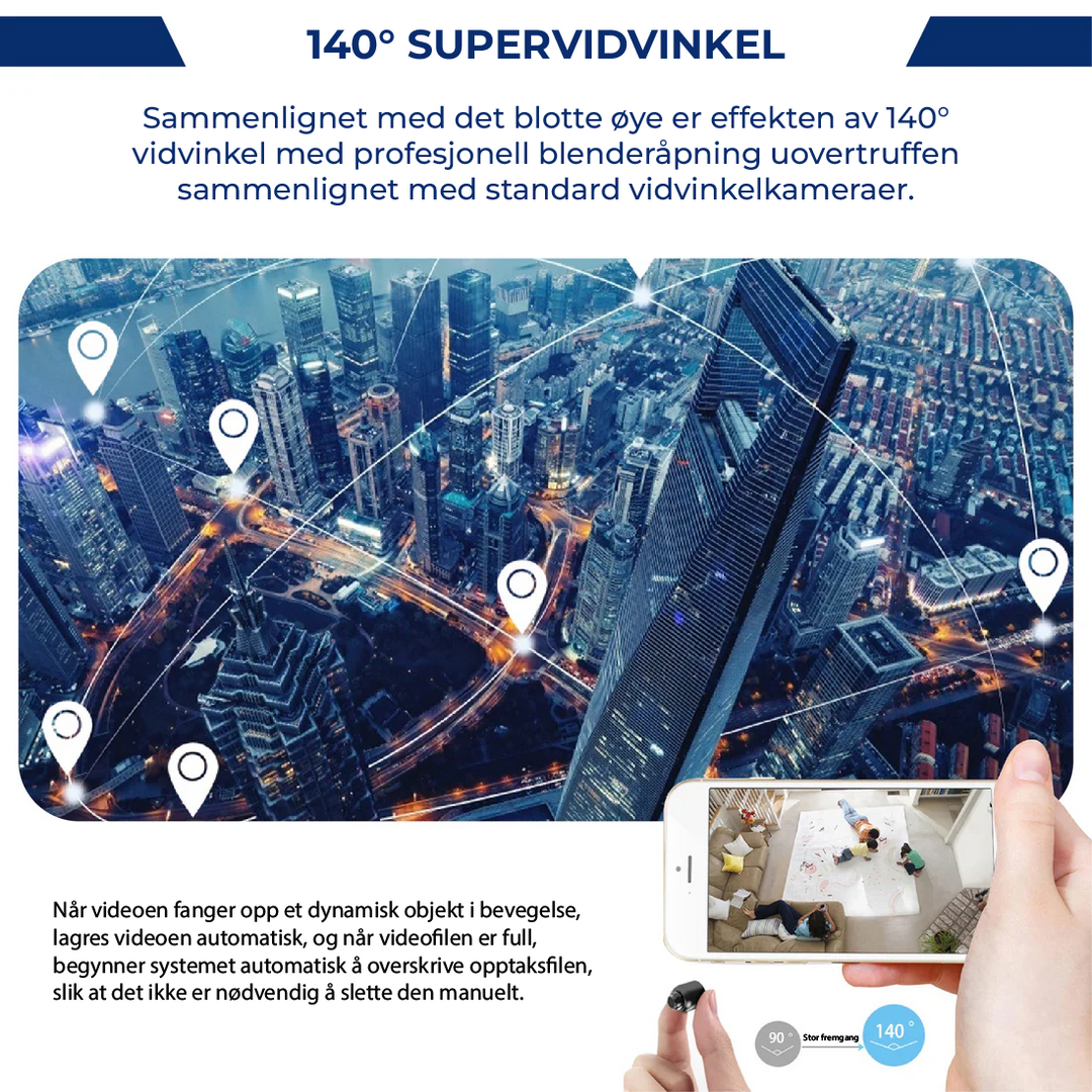 X5 Mini WiFi sikkerhetskamera - 1080P, nattsyn och varsler