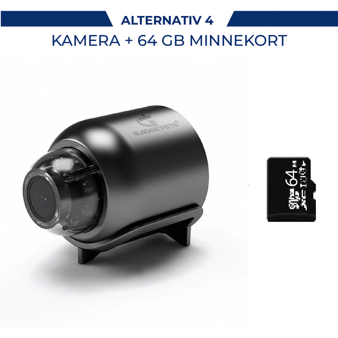 X5 Mini WiFi sikkerhetskamera - 1080P, nattsyn och varsler