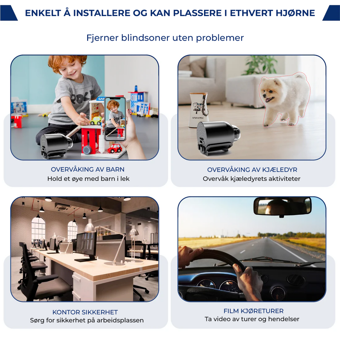 X5 Mini WiFi sikkerhetskamera - 1080P, nattsyn och varsler
