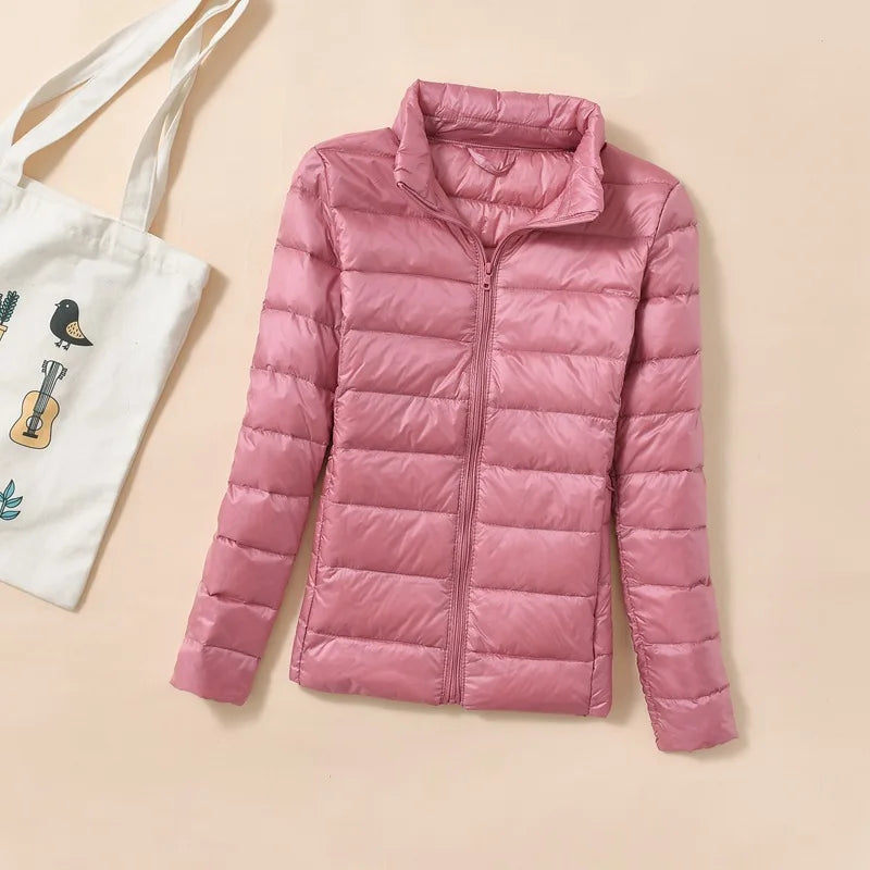 Dam Kort Quiltad Dunjakke – Varm &amp; Stilfull Parkas
