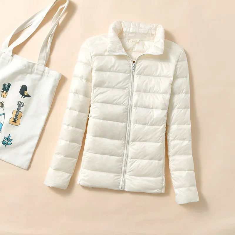 Dam Kort Quiltad Dunjakke – Varm &amp; Stilfull Parkas