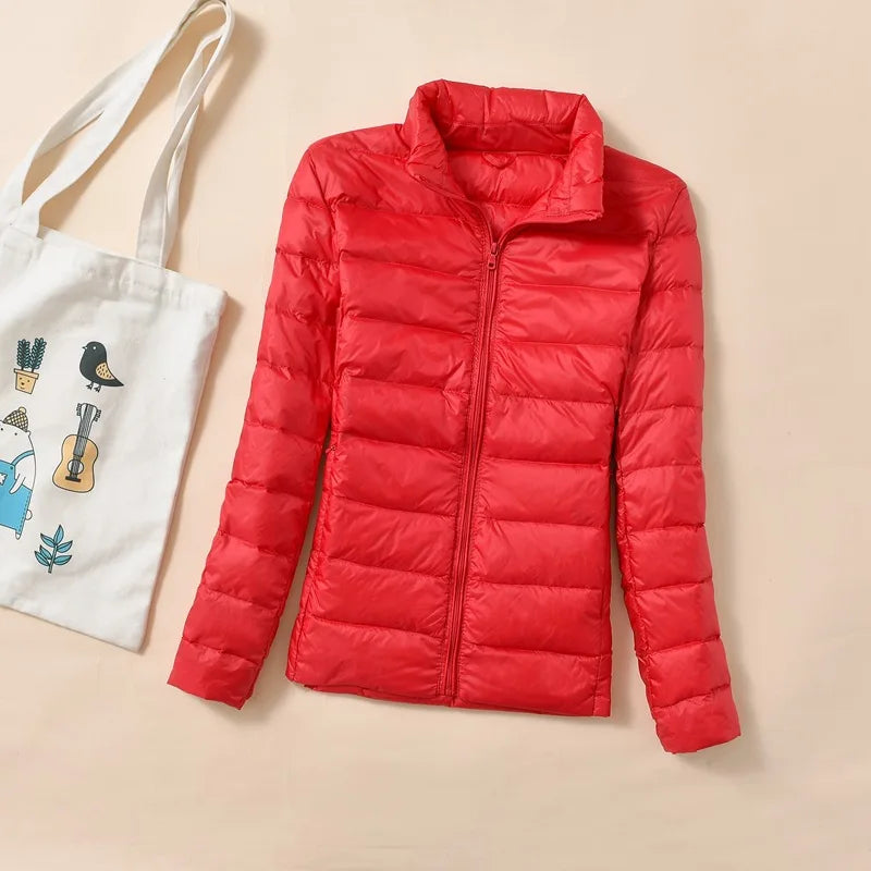 Dam Kort Quiltad Dunjakke – Varm &amp; Stilfull Parkas