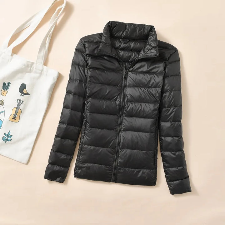 Dam Kort Quiltad Dunjakke – Varm &amp; Stilfull Parkas