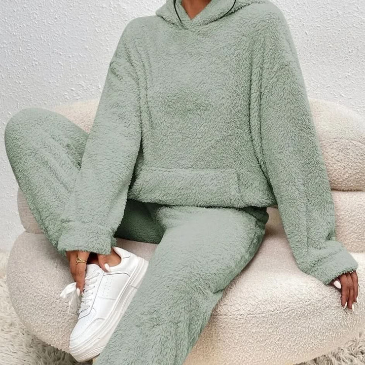 Dam Mysig Loungewear Set med Huvtröja