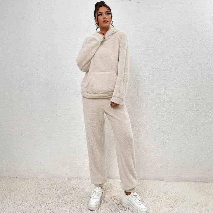 Dam Mysig Loungewear Set med Huvtröja