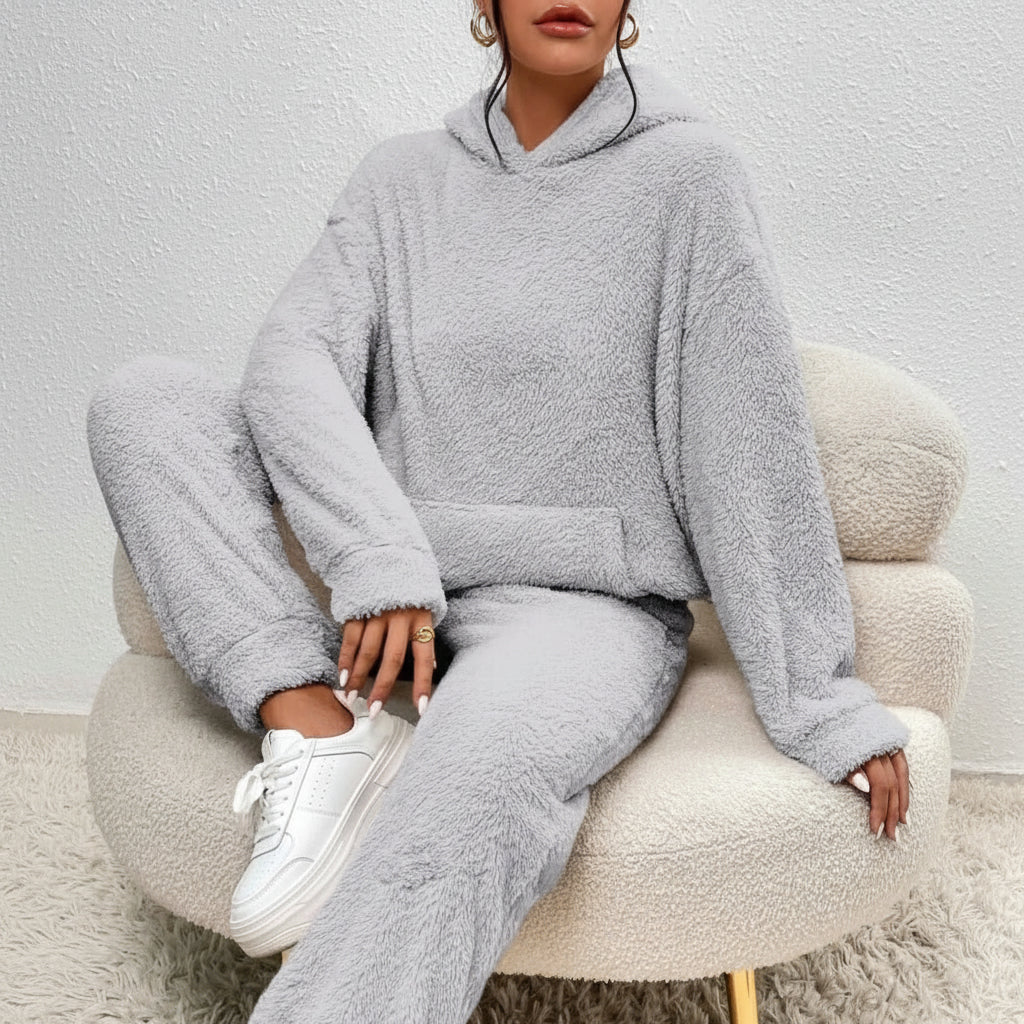 Dam Mysig Loungewear Set med Huvtröja