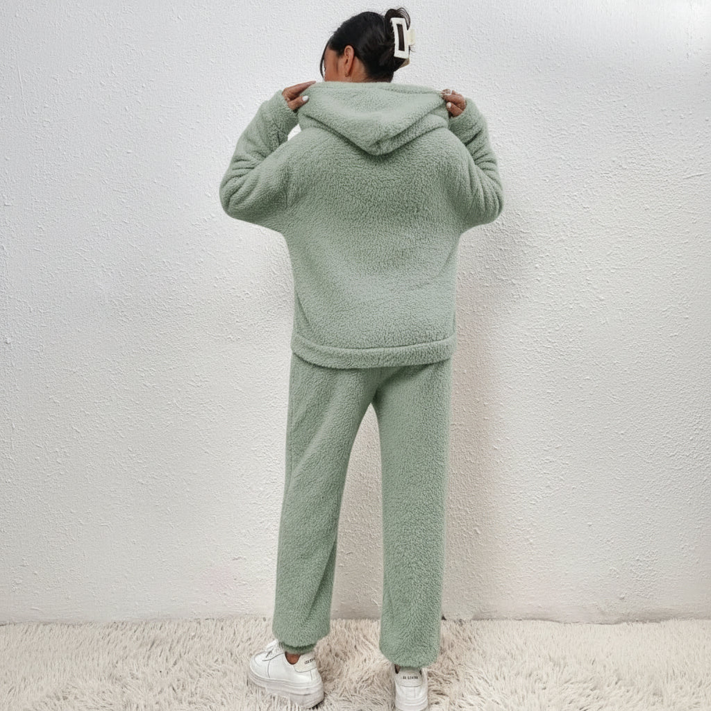 Dam Mysig Loungewear Set med Huvtröja