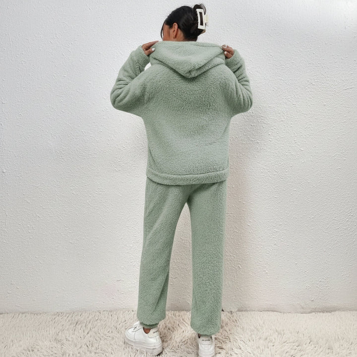 Dam Mysig Loungewear Set med Huvtröja