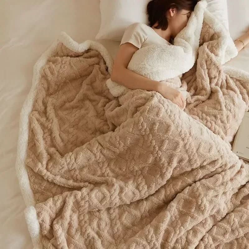 Mysig Vinterteppe med Tosidig Design – Varm Modern Komfort