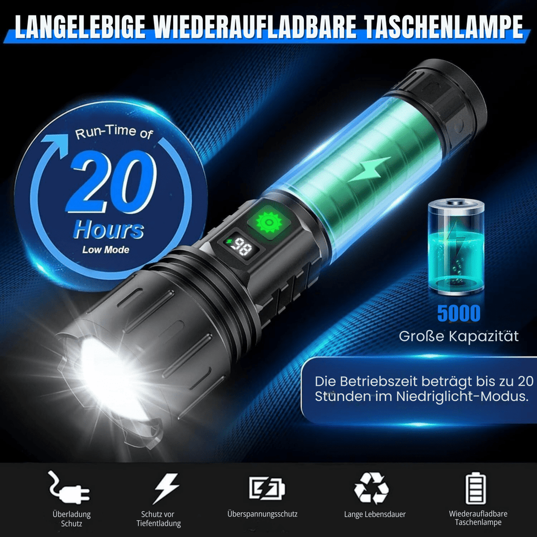 Kraftfull Lommelykt 100 000 Lumen för Utomhus Äventyr