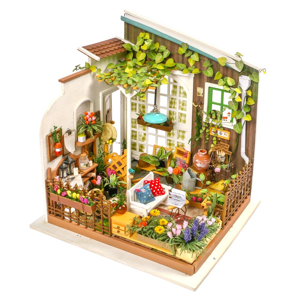 Kreativt DIY Miniatyrhussett i Trä för Hjemmedekor och Hobby