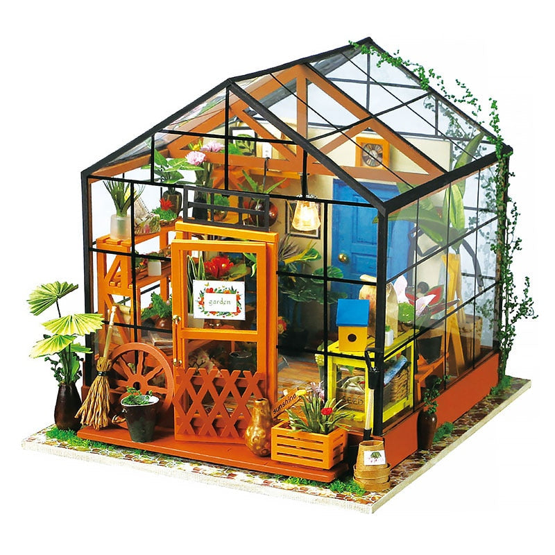 Kreativt DIY Miniatyrhussett i Trä för Hjemmedekor och Hobby