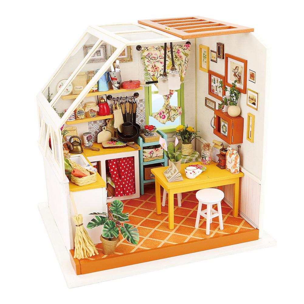 Kreativt DIY Miniatyrhussett i Trä för Hjemmedekor och Hobby