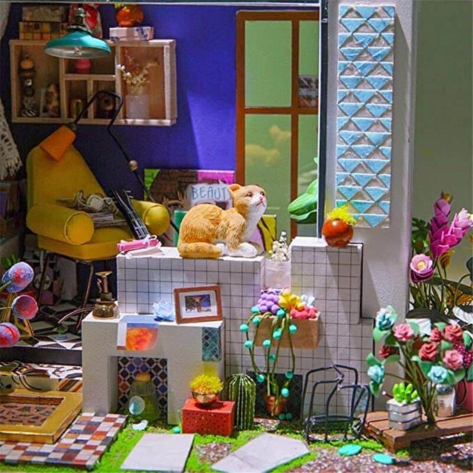 Kreativt DIY Miniatyrhussett i Trä för Hjemmedekor och Hobby