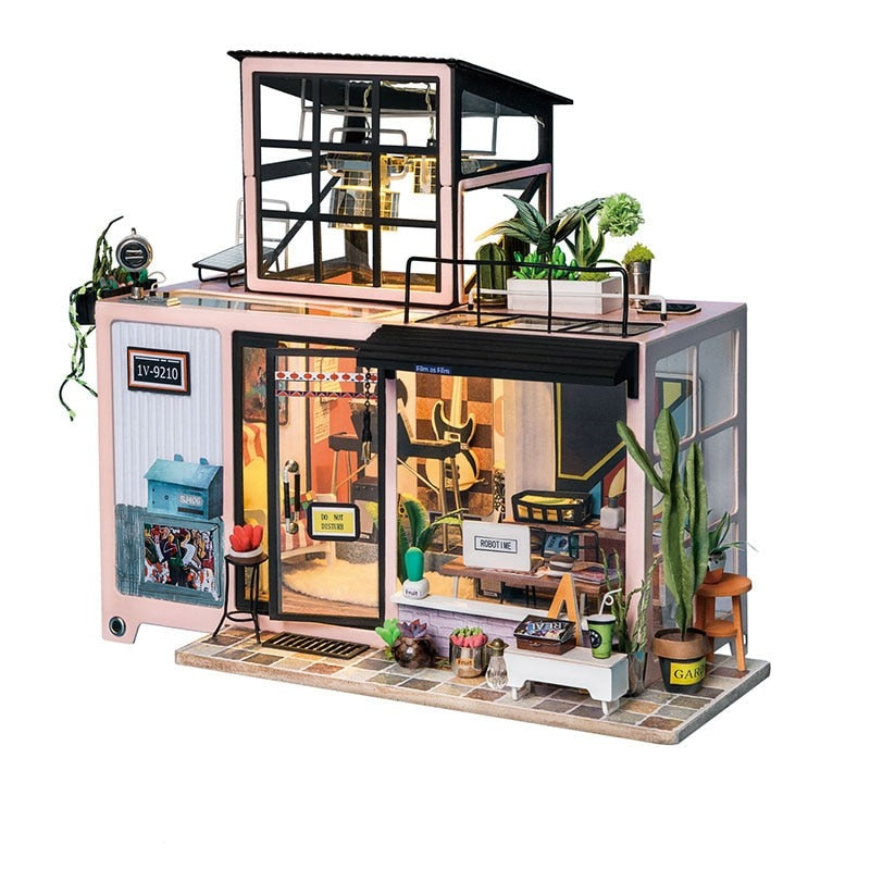 Kreativt DIY Miniatyrhussett i Trä för Hjemmedekor och Hobby