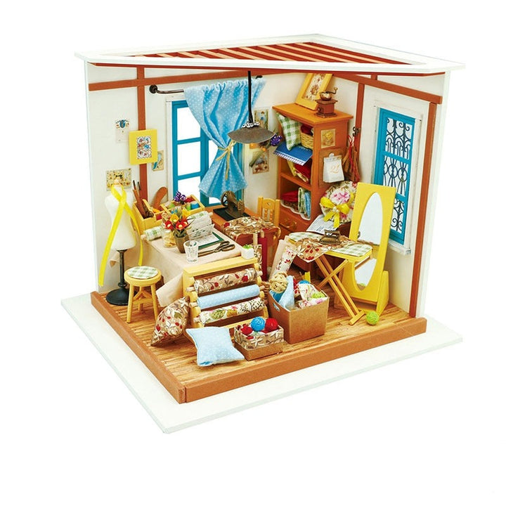 Kreativt DIY Miniatyrhussett i Trä för Hjemmedekor och Hobby
