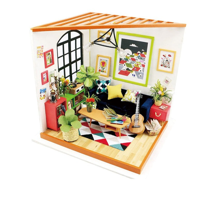 Kreativt DIY Miniatyrhussett i Trä för Hjemmedekor och Hobby