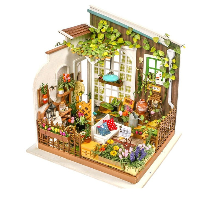 Kreativt DIY Miniatyrhussett i Trä för Hjemmedekor och Hobby
