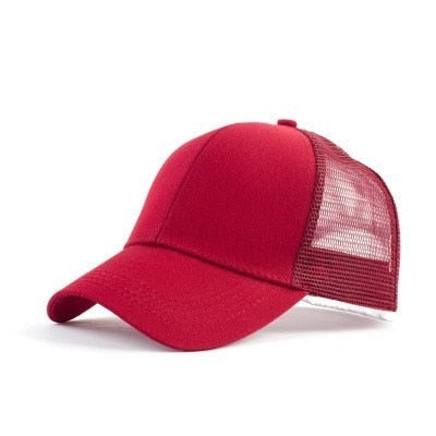 Kvinnor Rotete Hårtopp Baseballcaps med Hestehaleåpning