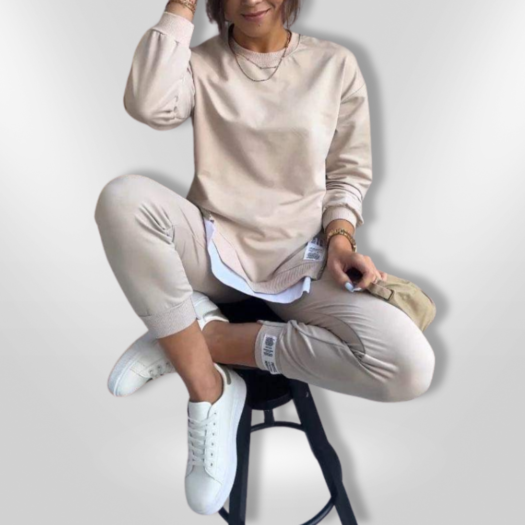 Kvinna Bekvämt Loungewear Set - Oversized Sweatshirt &amp; Joggers