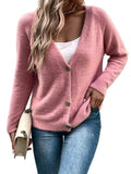 Kvinna Cardigan V-Hals Knapp Front