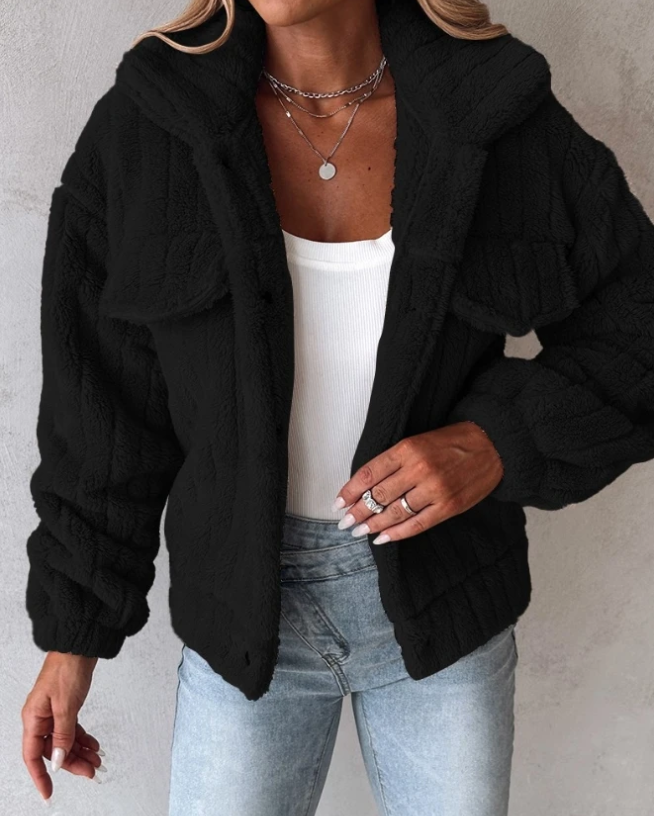 Kvinna Oversized Teddykåpe för Maximal Stil och Värme