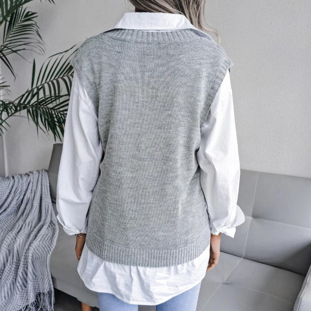 Kvinna Strikkvest med Modern Design och Mångsidig Stil