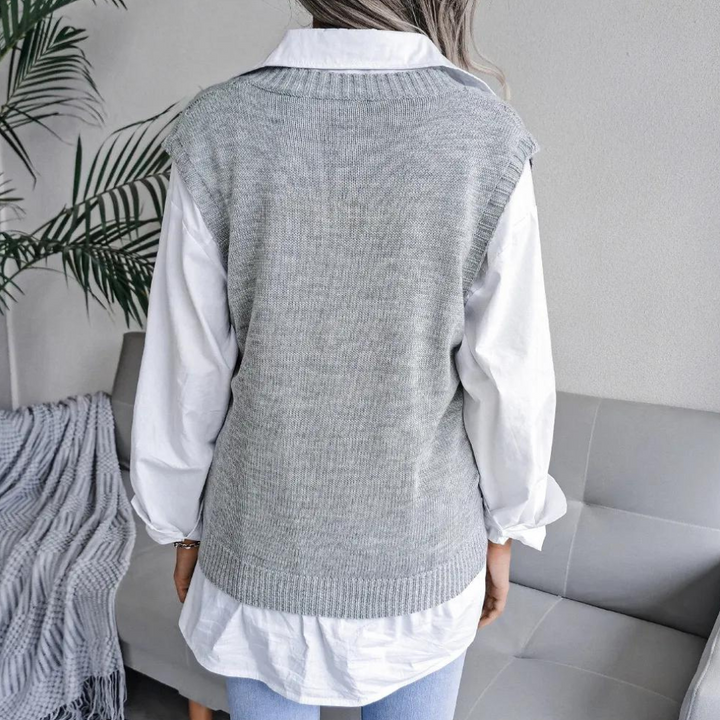 Kvinna Strikkvest med Modern Design och Mångsidig Stil
